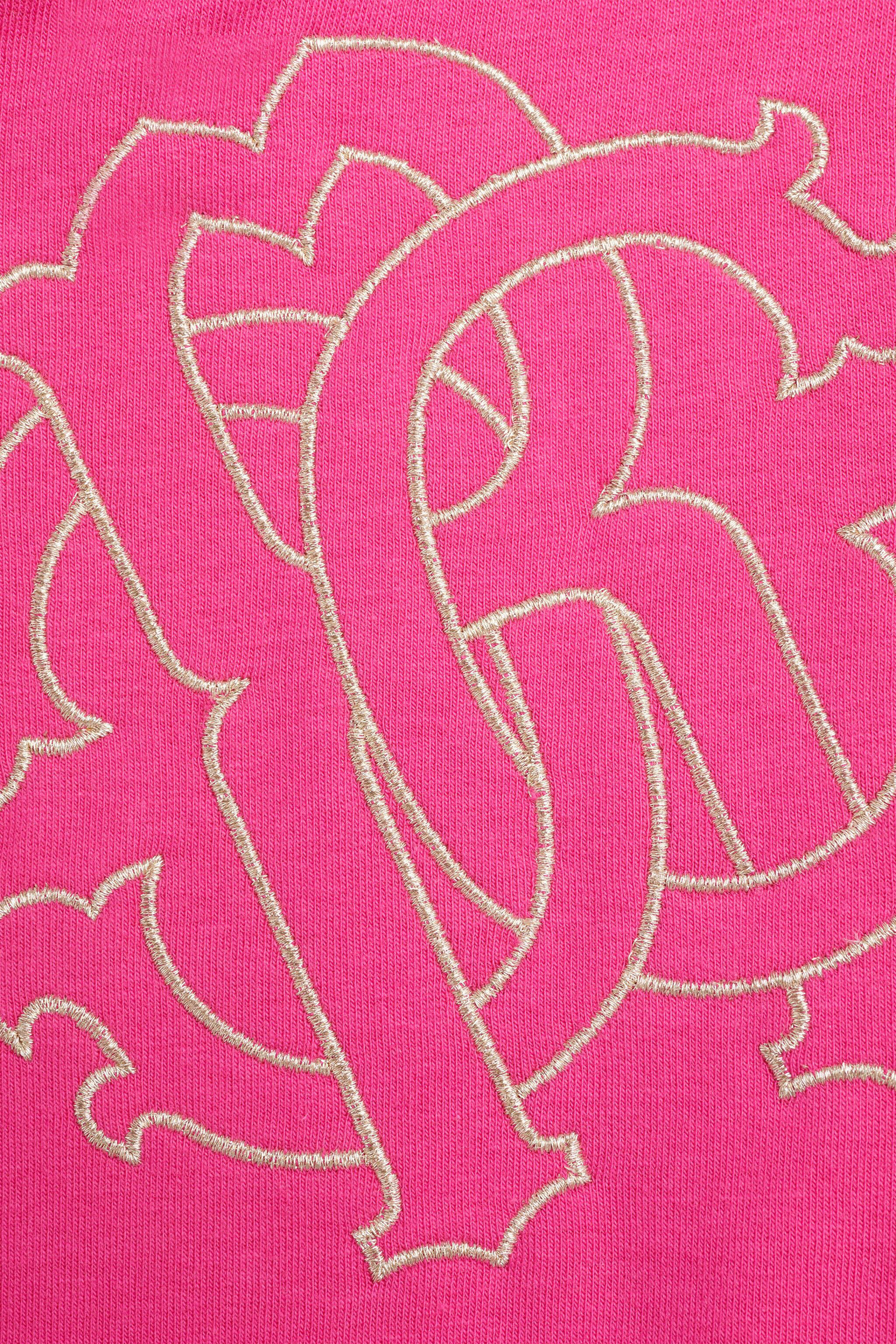 JU Monogram embroidered zipped hoodie FUCHSIA JJT920-CF027