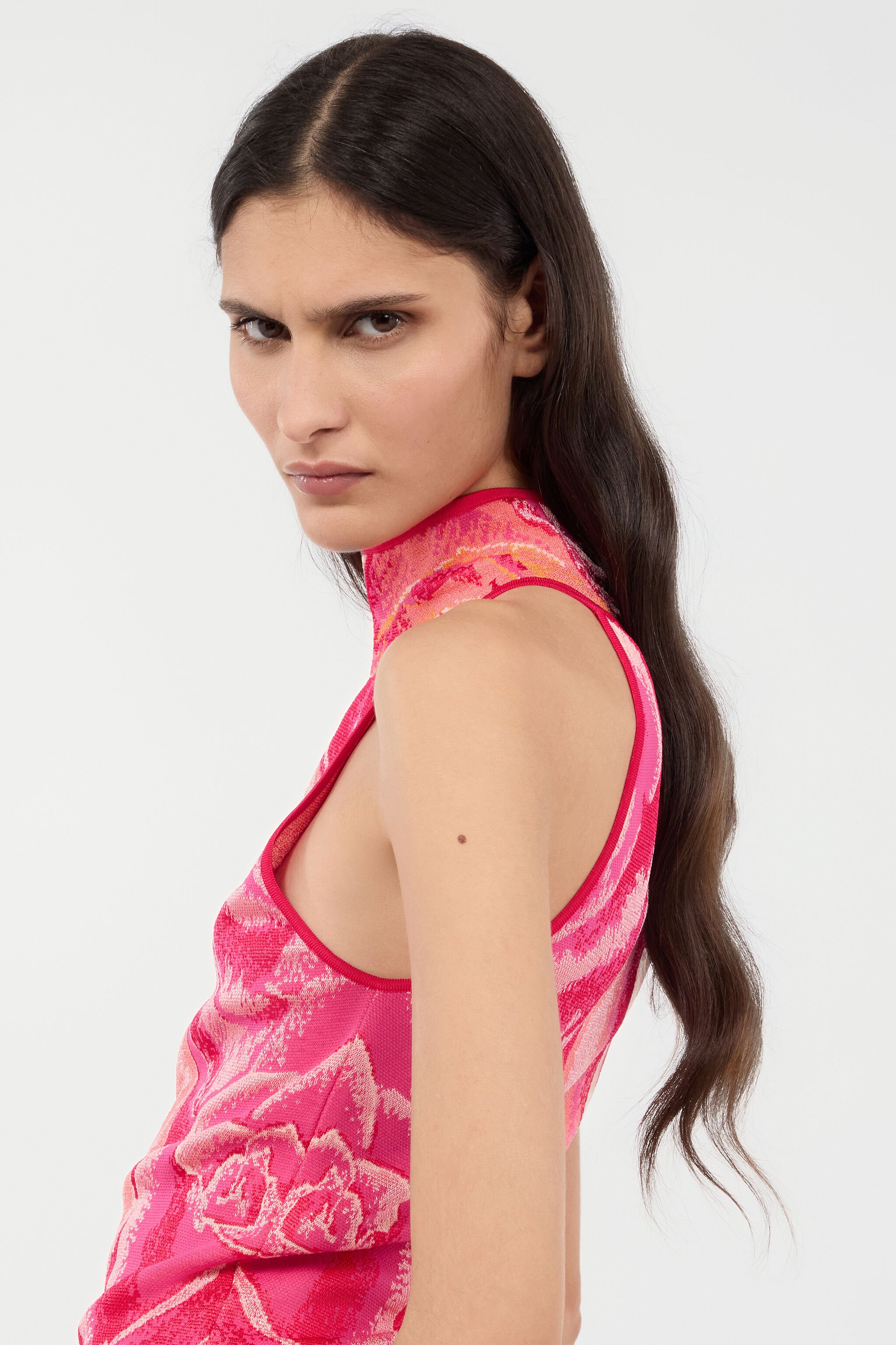 RC Top With Garden Rose Print Fuchsia UKM612-MI011