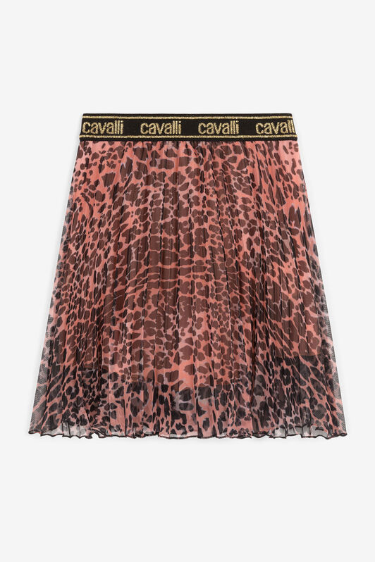 JU Leopard-Print Pleated Skirt Pink OJT306-SY007