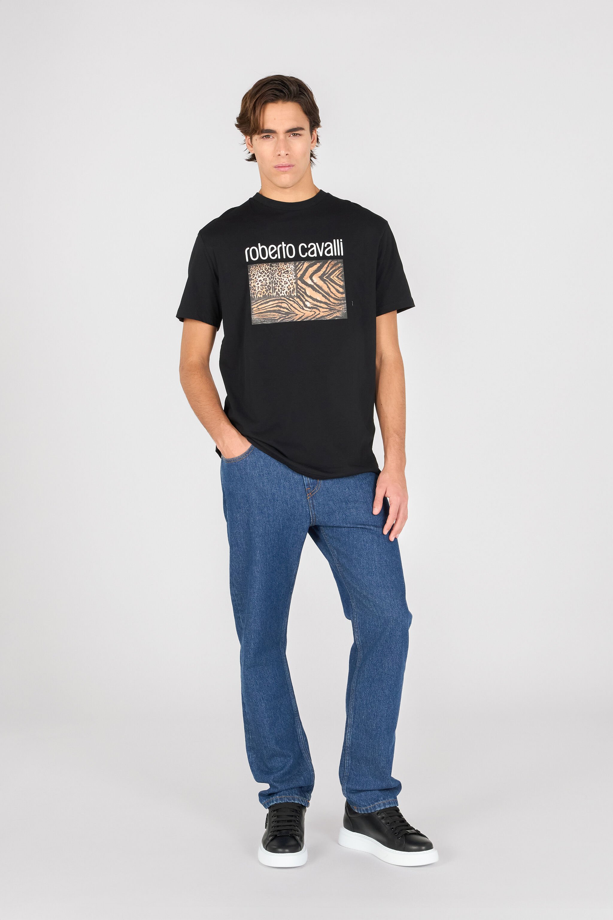 RC T-Shirt Mit Animalierprint Und Logo Schwarz OOT60G-JD060
