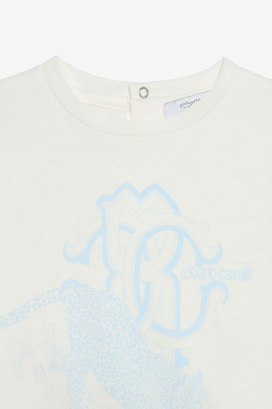 JU Milk White T-Shirt with Jaguar Print MILKY WHITE VJT610-JD001