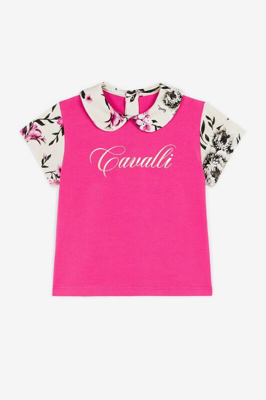 JU Flower-Print Logo Top Fuchsia OJT659-ISA2J