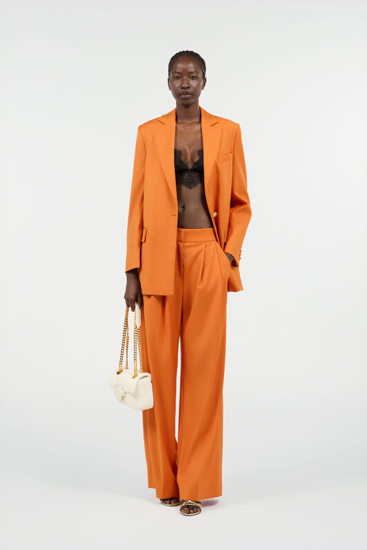 JC Orangefarbener Einreihiger Blazer mit Logo-Riemen ARANCIO UFT194-UF260