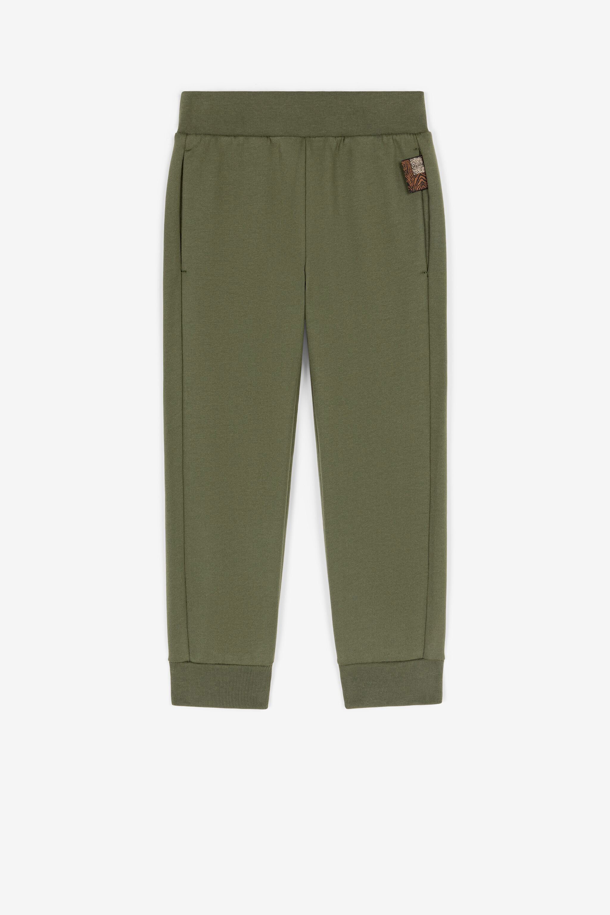 JU Logo-patch cotton trousers Dark green RJT227-CF050
