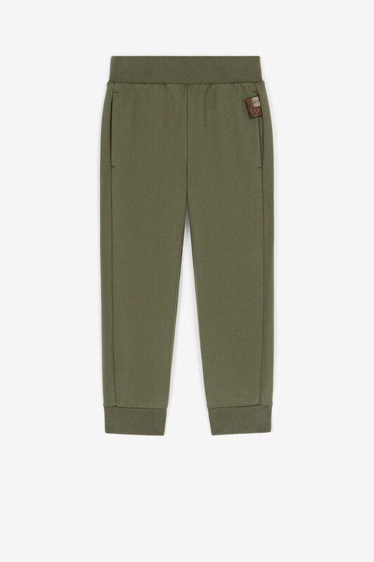 JU Logo-patch cotton trousers JU Logo-patch cotton trousers Dark green RJT227-CF050