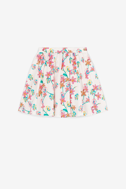 JU Gonna a fiori con ruches White QJT312-CIG29