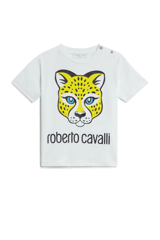 JU T-shirt à imprimé Cartoon Leopard WHITE IJT691-JV025