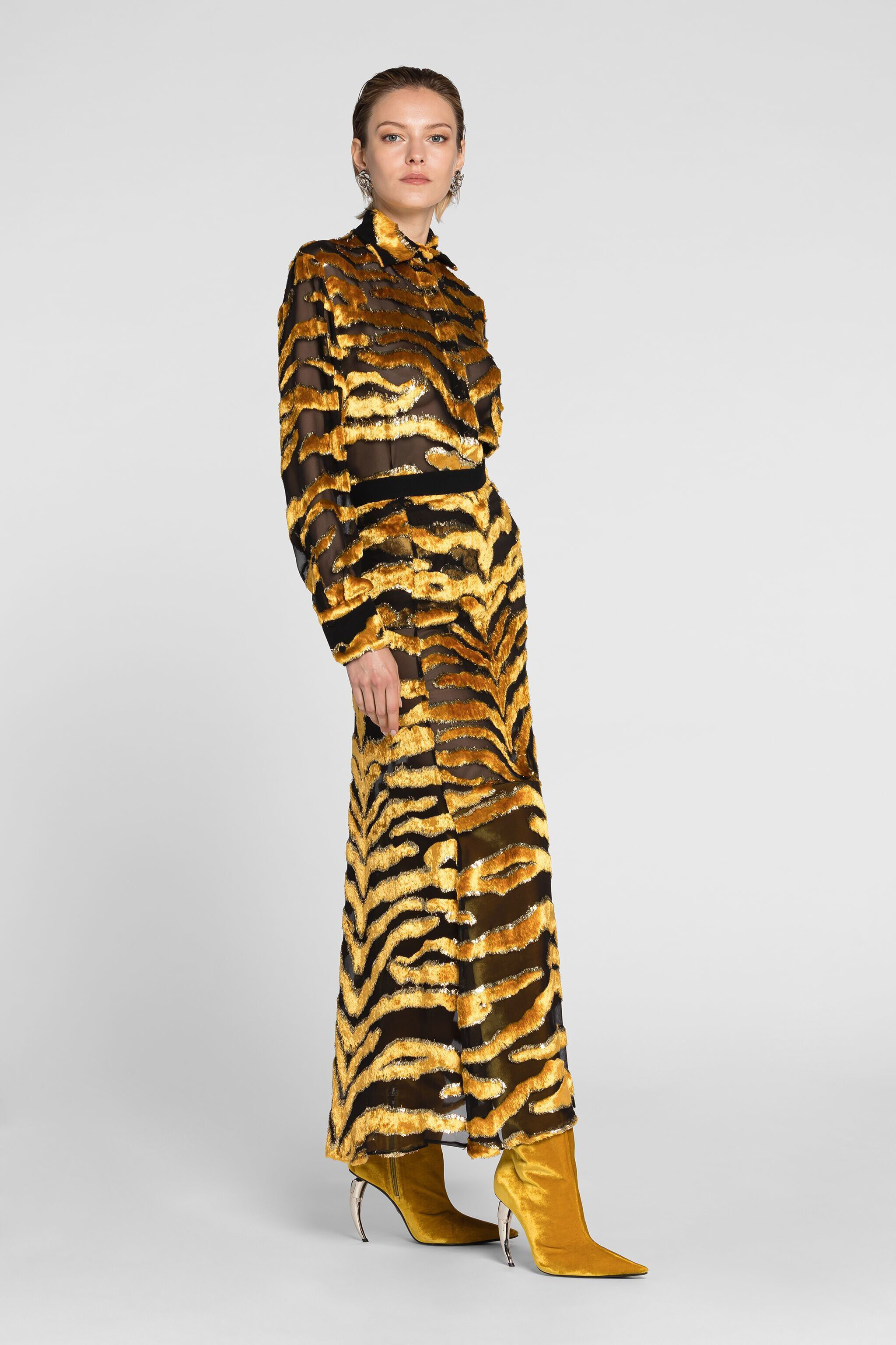 RC Tiger Velvet-Devoré Skirt Gold PWT308-FY058