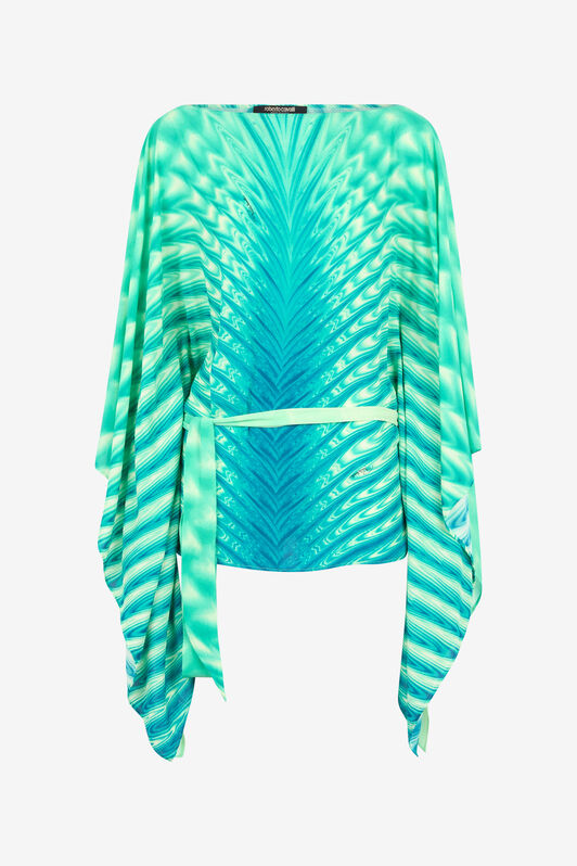 RC Kaftan mit Gürtel und Print Allover Hellgrün UKT725-KWN47