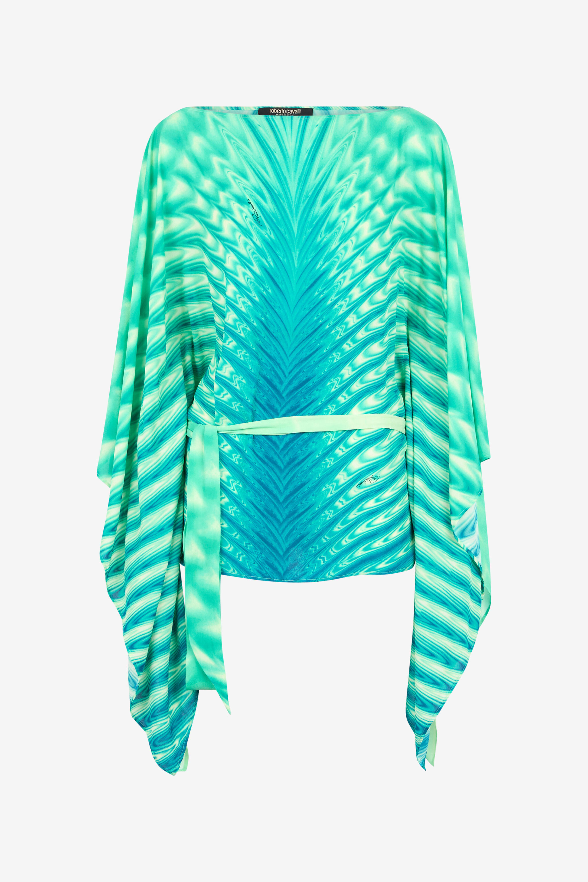 RC Kaftan mit Gürtel und Print Allover Hellgrün UKT725-KWN47