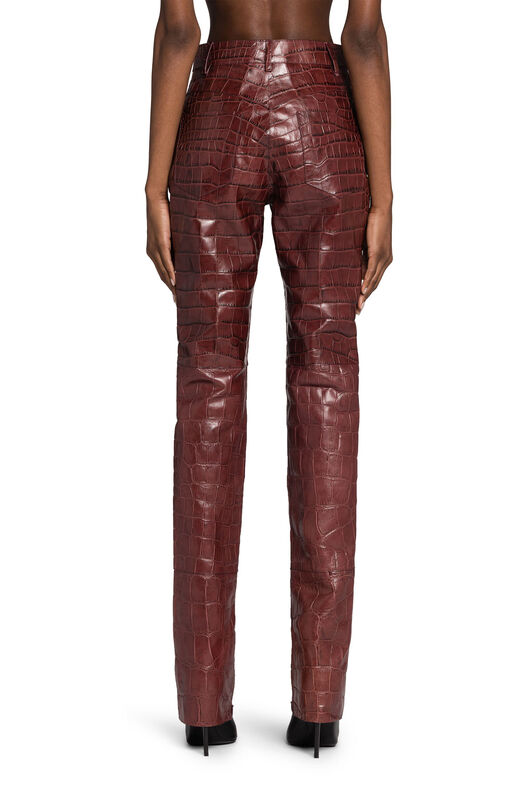 RC Croc-Embossed Leather Trousers Dark red HWP205-PZ030