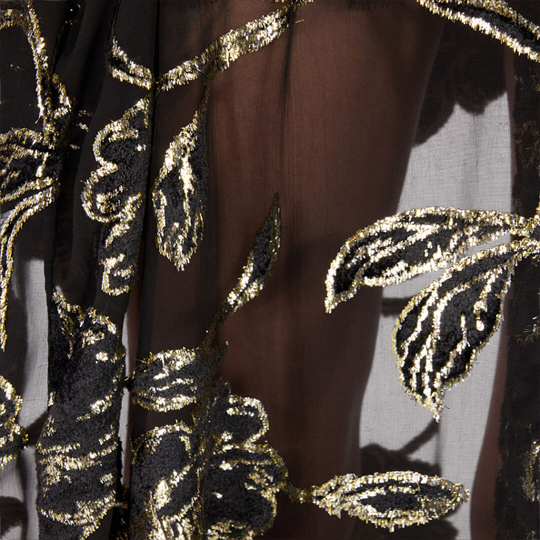 RC See-Through Robe with Floral Motif Black VQT502-FC006