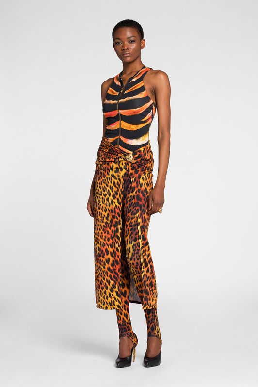 RC Zebra-Print Zip-Front Top ORANGE/MULTICOLOR OQT603-LND03