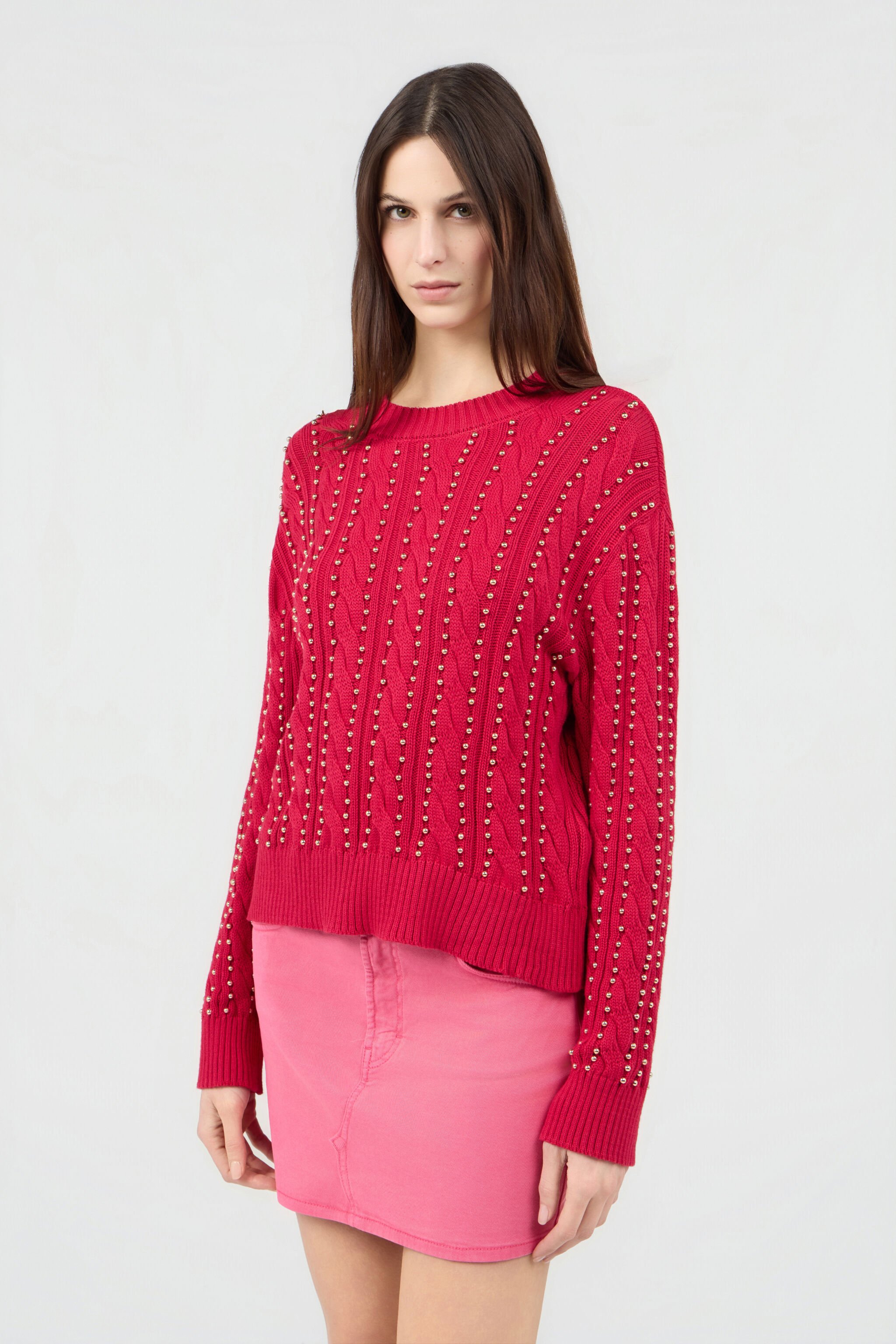 RC Pull Rouge Clouté À Torsades CHERRY SOM60D-MG008