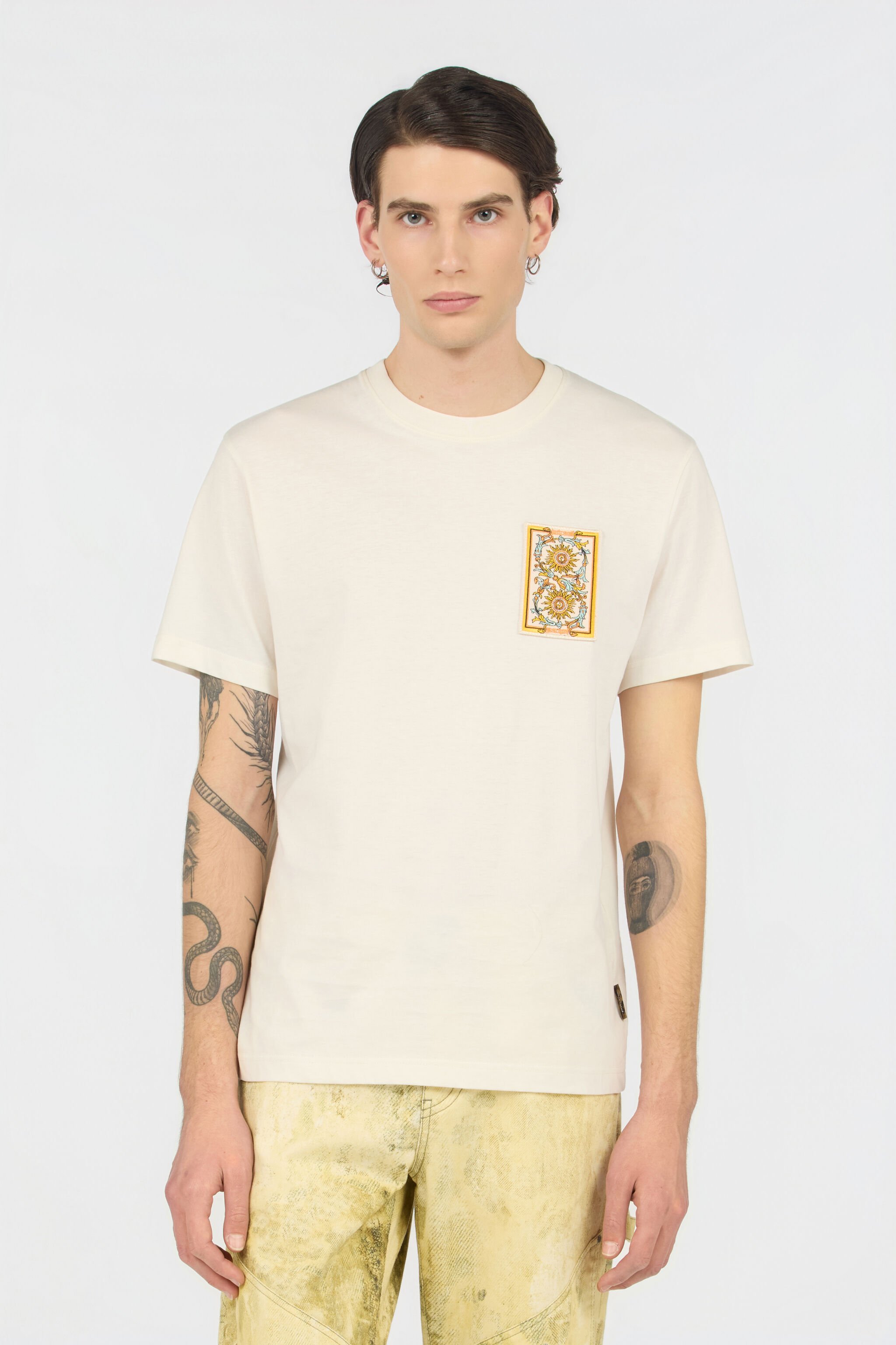 JC Ivory T-Shirt With Embroidered Persian Tarot Detail OFF WHITE WFT092-WF122
