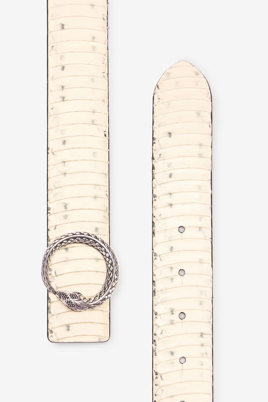 RC Cintura In Pelle Stampata Con Fibbia Serpente Avorio URC001-PZ587