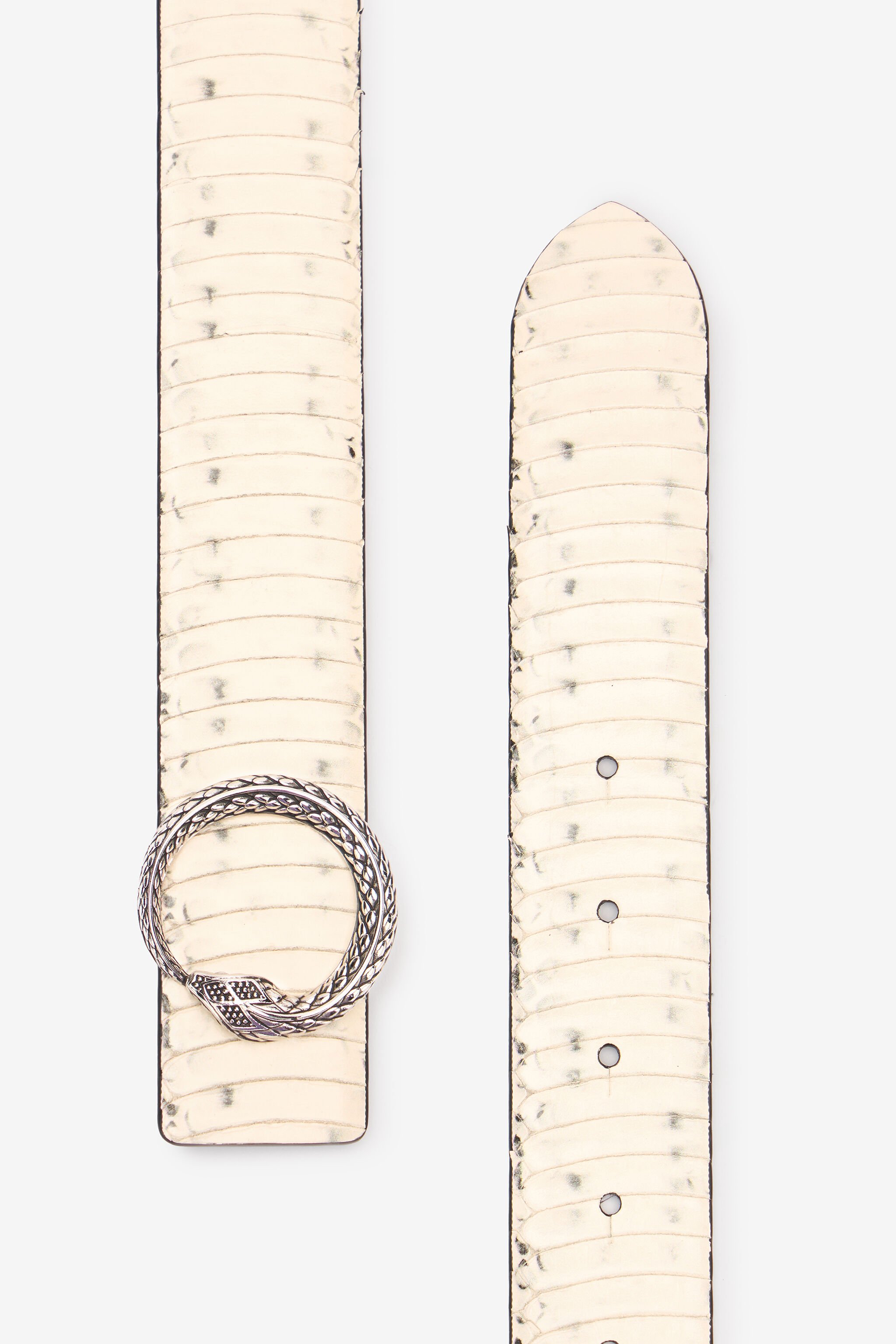 RC Cintura In Pelle Stampata Con Fibbia Serpente Avorio URC001-PZ587