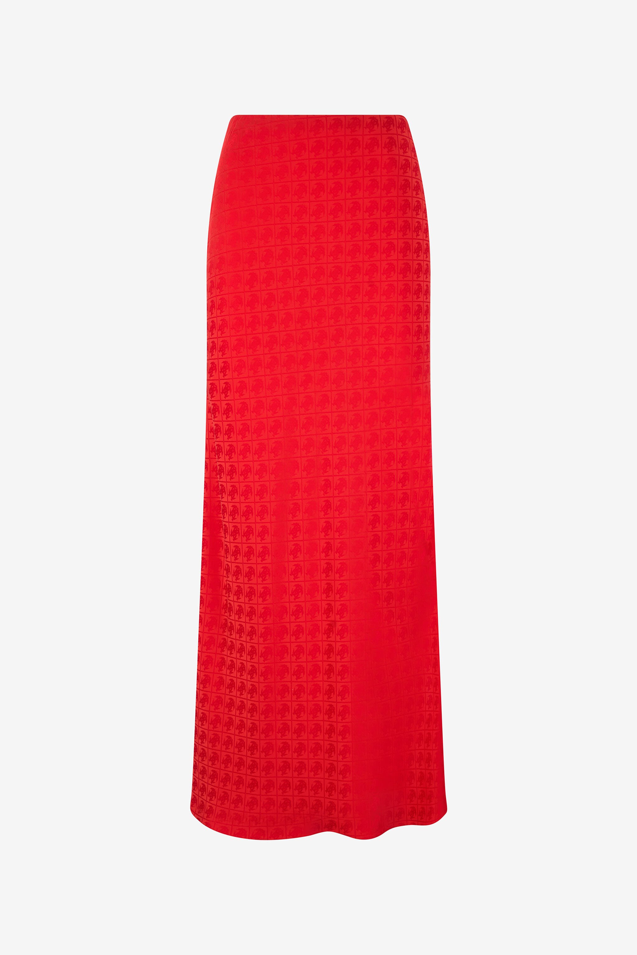 RC Long Skirt with Jacquard Monogram Print RC Long Skirt with Jacquard Monogram Print CORAL RED WQT306-RK010