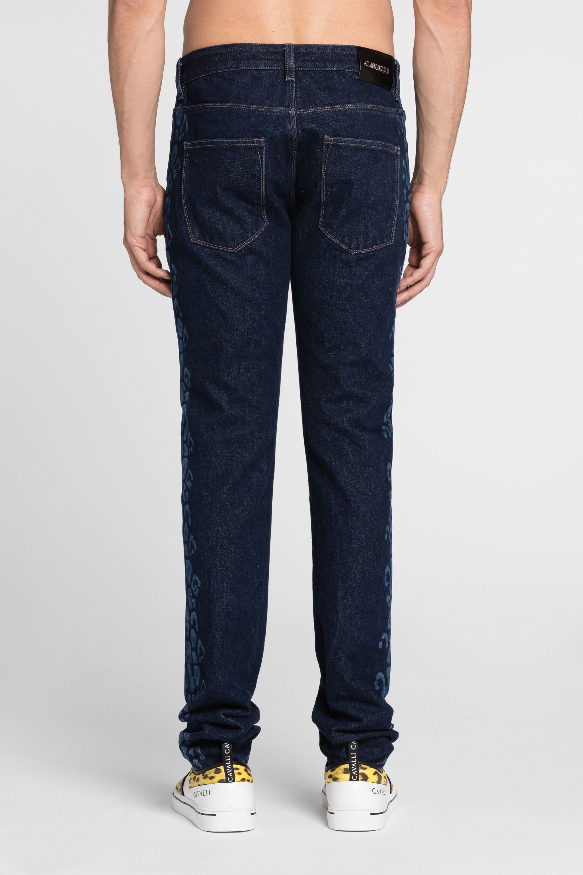 RC Leopard print straight-leg jeans Dark blue QRJ200-DL007