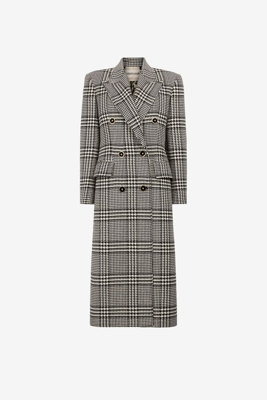 RC Houndstooth Double-Breasted Coat Black/White PKT503-GA007