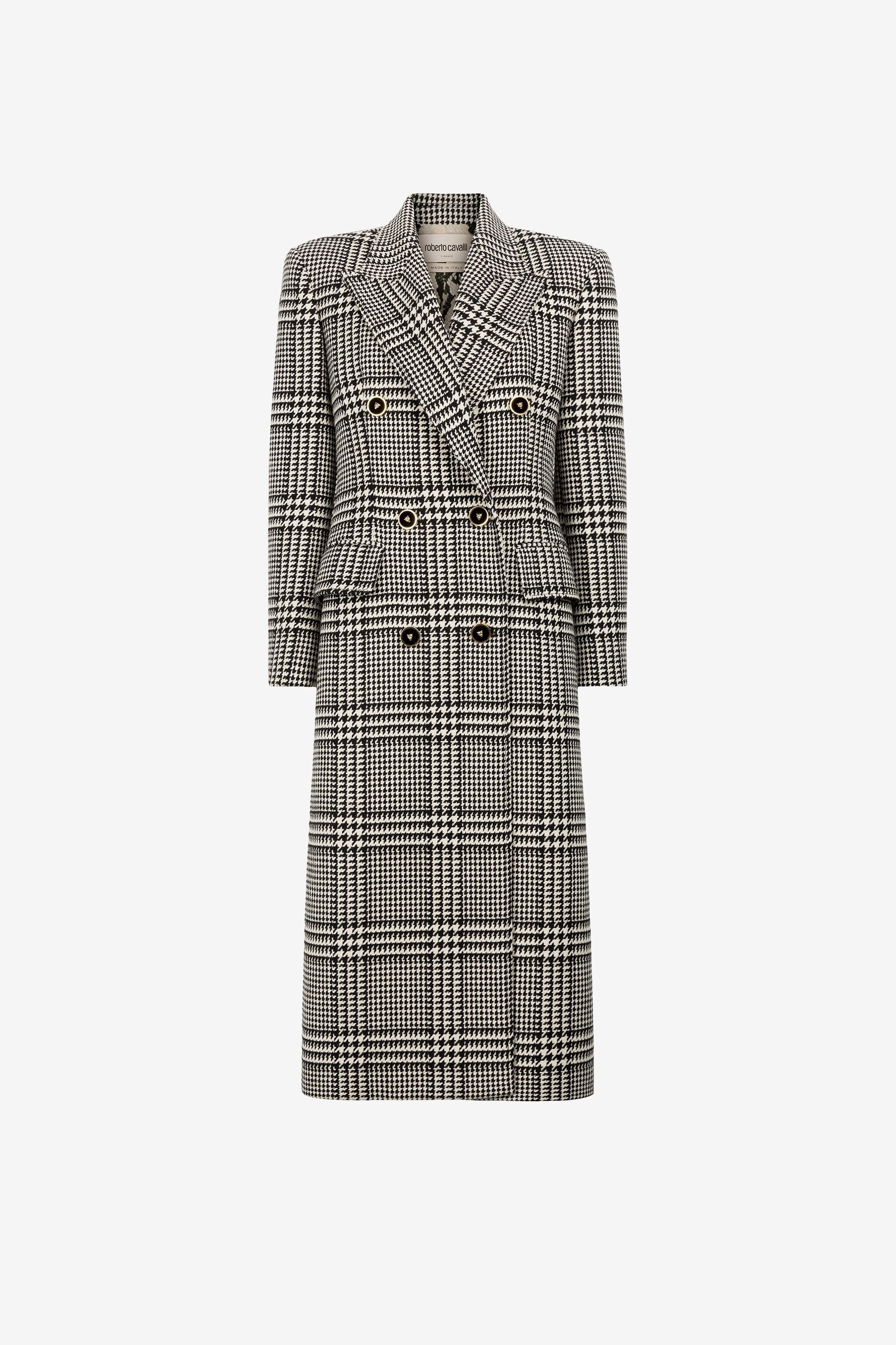 RC Houndstooth Double-Breasted Coat Black/White PKT503-GA007