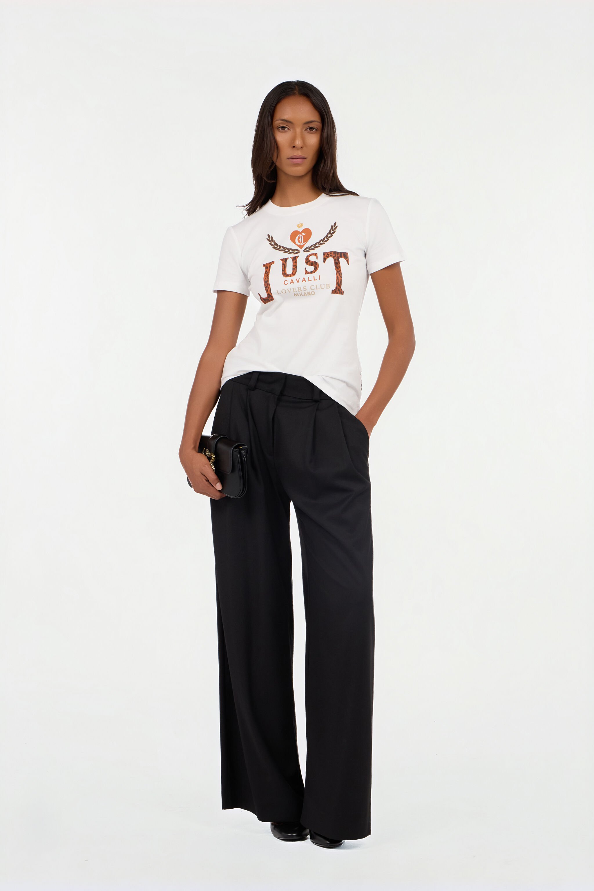 JC White T-shirt with Animal Print Logo JC White T-shirt with Animal Print Logo WHITE VFT197-VF320