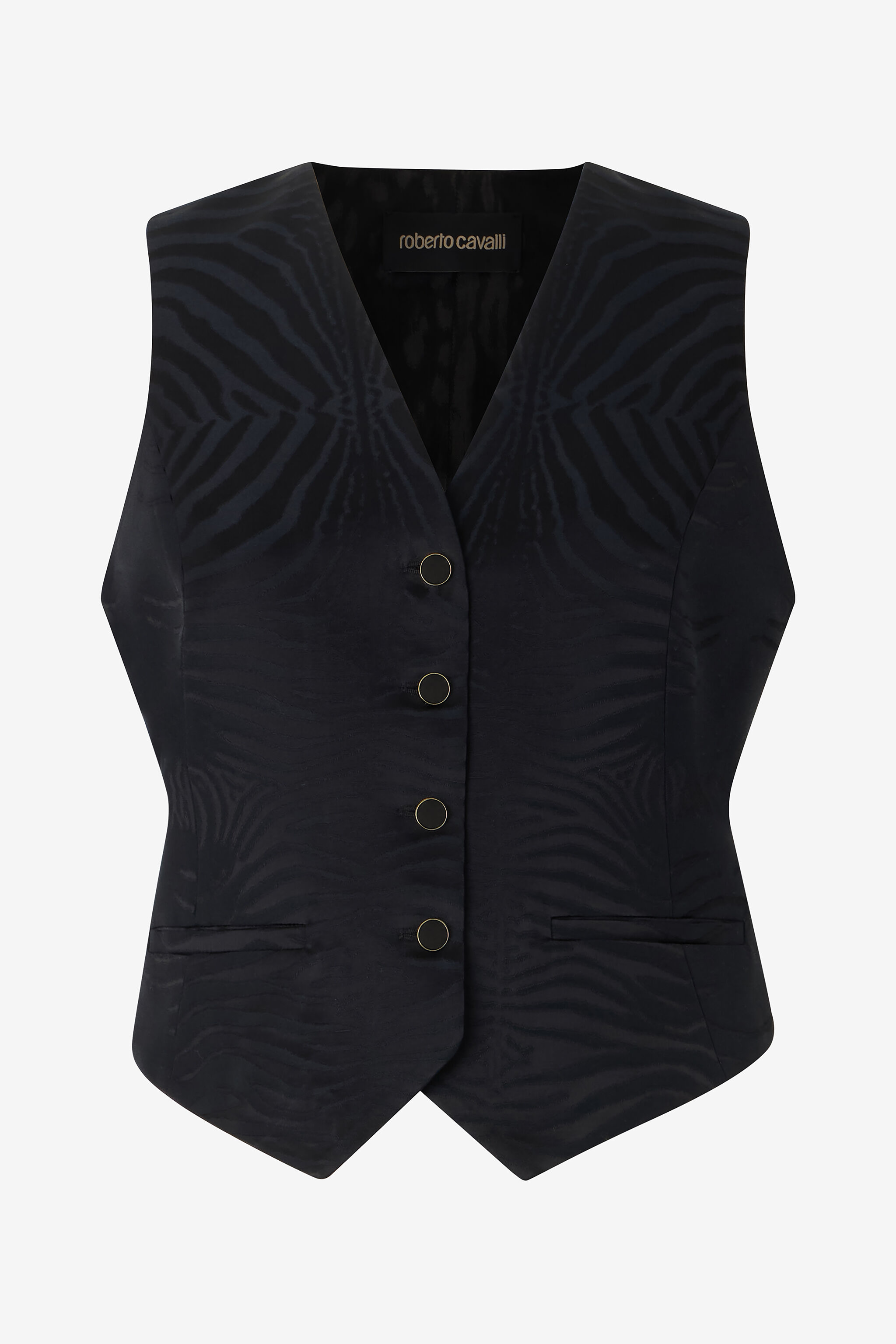 RC Vest With Solid-Color Tiger Skin Design Black UKT614-TJ033