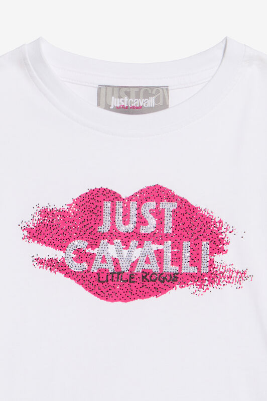 JC Weißes Crop-T-Shirt Mit Print und Logo WHITE WFT63L-5B007