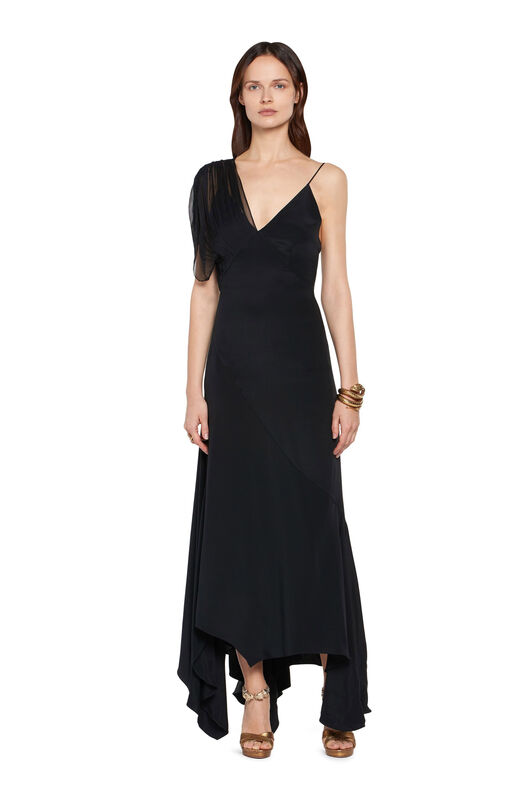 RC Black asymmetric silk cady dress Black HQT113-KU028
