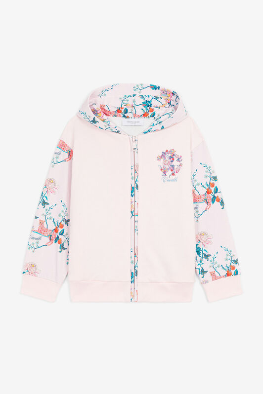 JU Floral And Jaguar-Print Cotton Hoodie JU Floral And Jaguar-Print Cotton Hoodie Pink RJT931-CF050