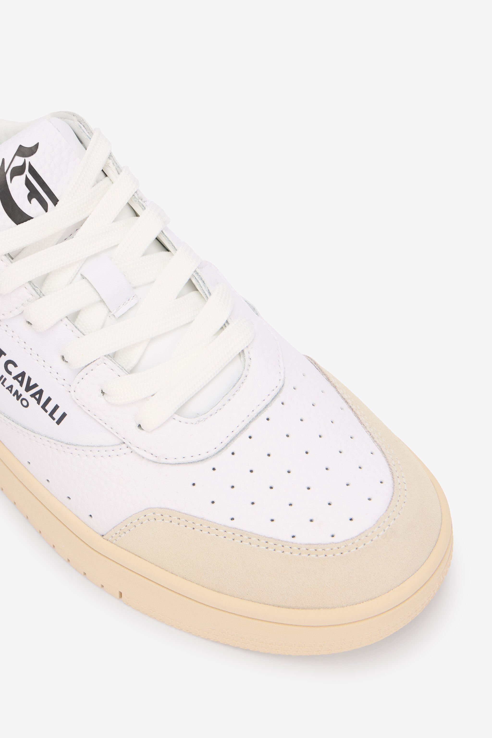 JC Baskets Blanches En Cuir Avec Empiècements Beiges WHITE UFS023-UF298