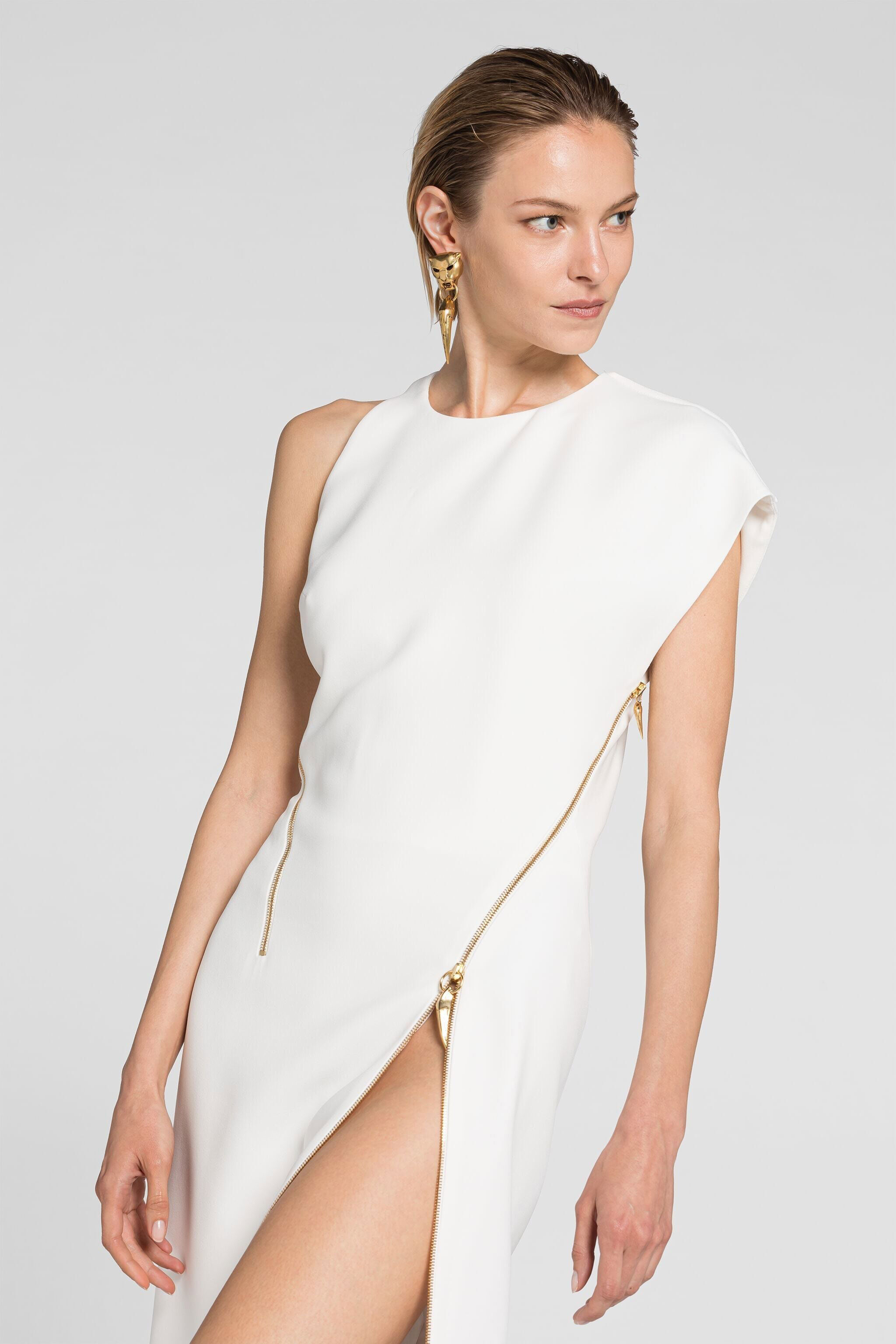 RC Robe zippée asymétrique WHITE OQT102-HR005