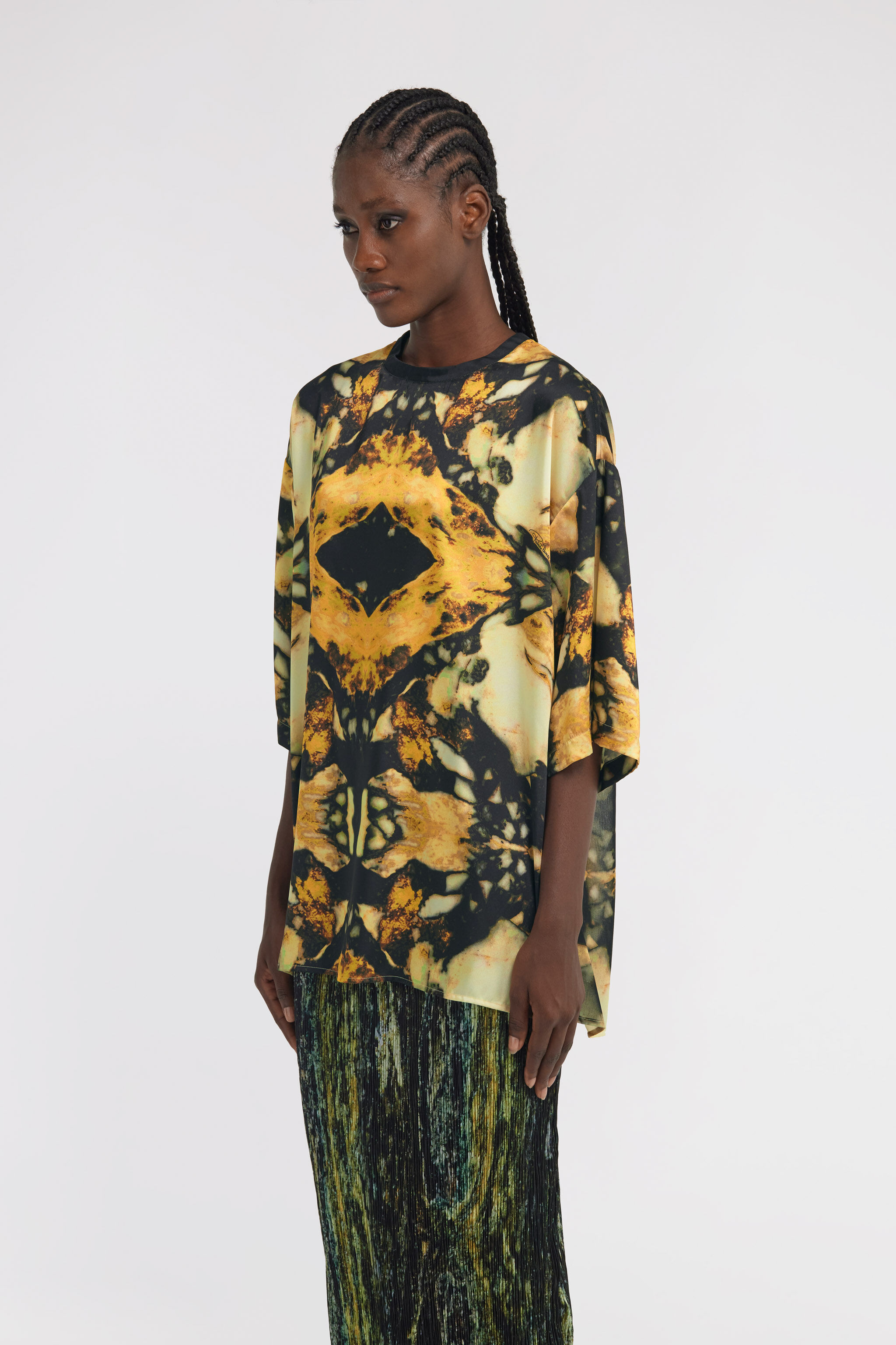 RC Marble print long T-shirt dress Yellow TWT602-7NN40