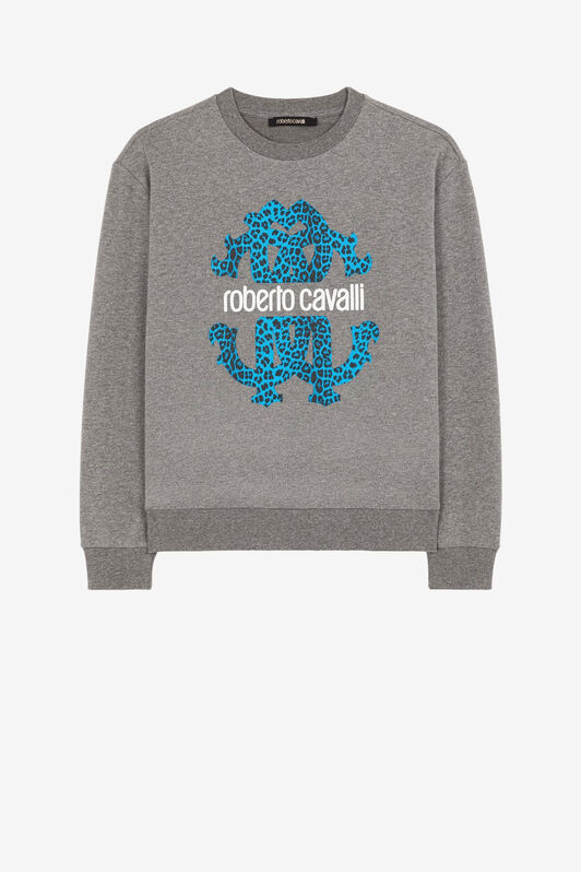 RC RC Monogram-Print Cotton Sweatshirt Gray JST68E-CF050