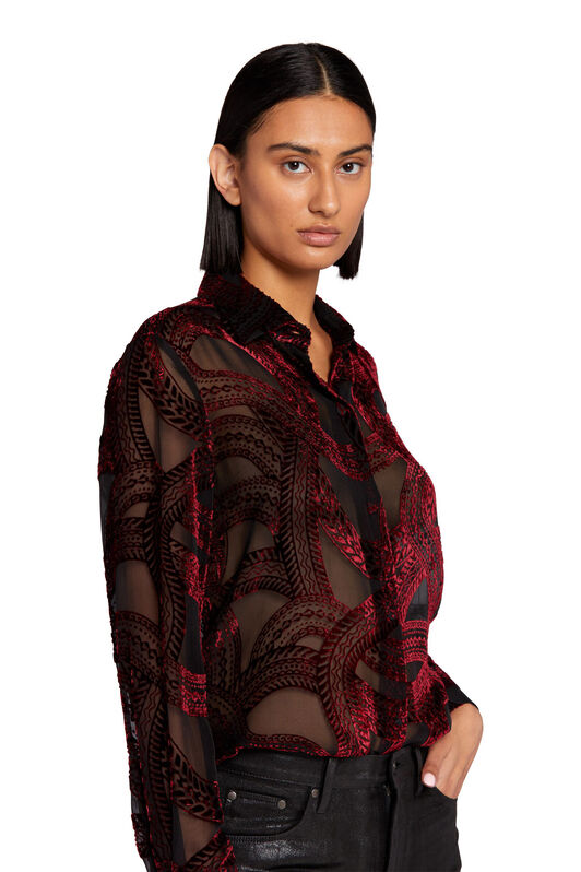 RC Snake Velvet-Devoré Shirt BURGUNDY/BLACK JQT705-VN284