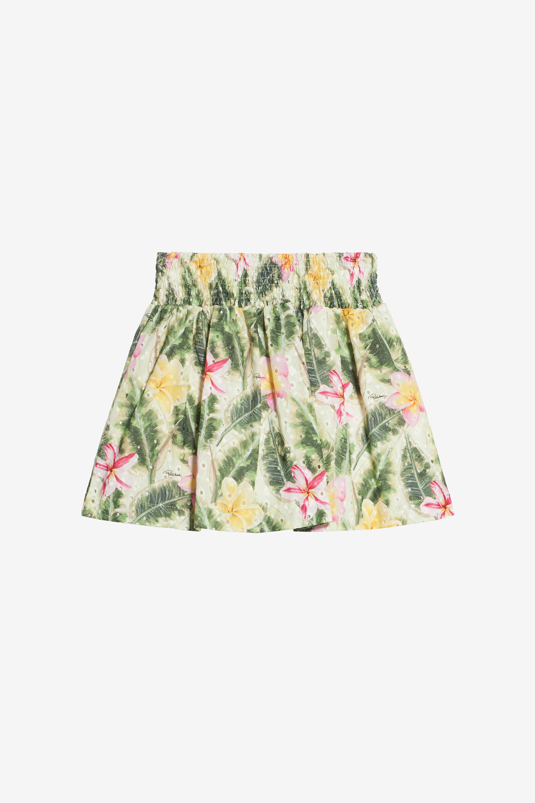 JU Falda Con Bordado Inglés Y Estampado Floral Verde claro UJT301-ELO38