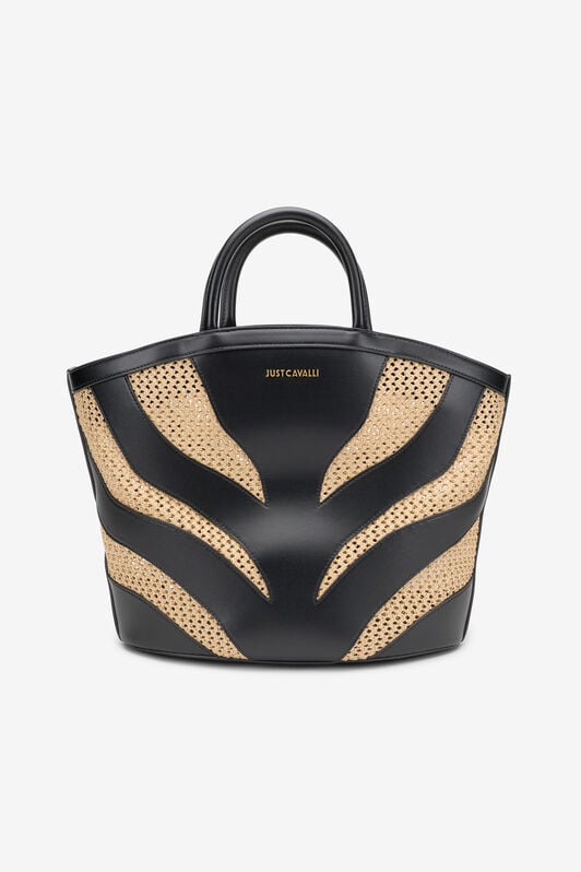 JC Schwarze Tote-Bag Mit Gewebtem Zebramotiv 717+899 UFB115-UF484