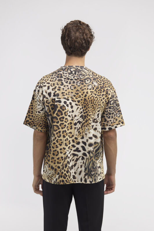 RC T-shirt with Jaguar Skin print Light Brown SRT62E-3PH91