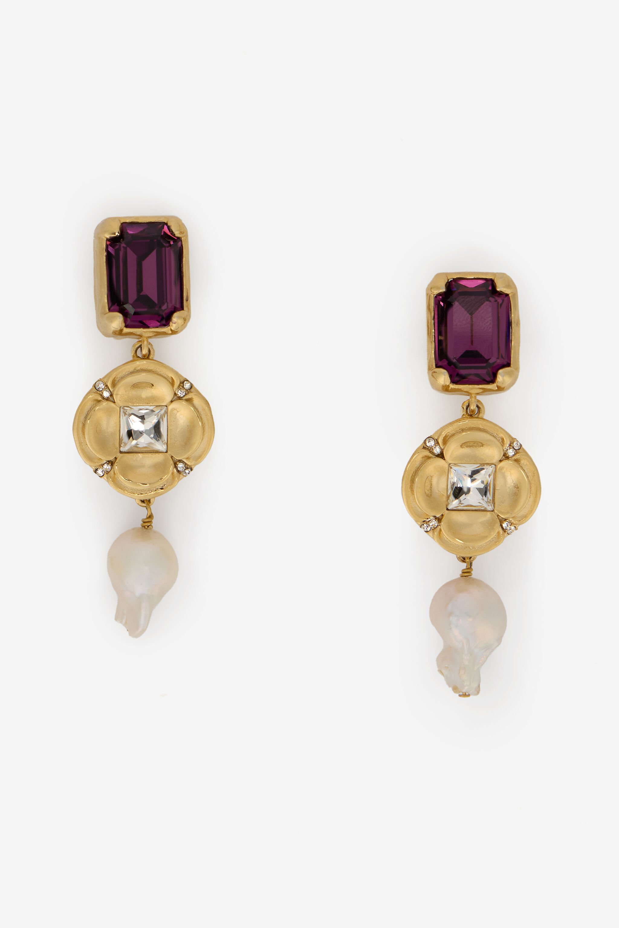 RC Ruby-Colored Stone and Pearl Earrings RUBY/AQUAMARIN/IVORY WQG008-AM127