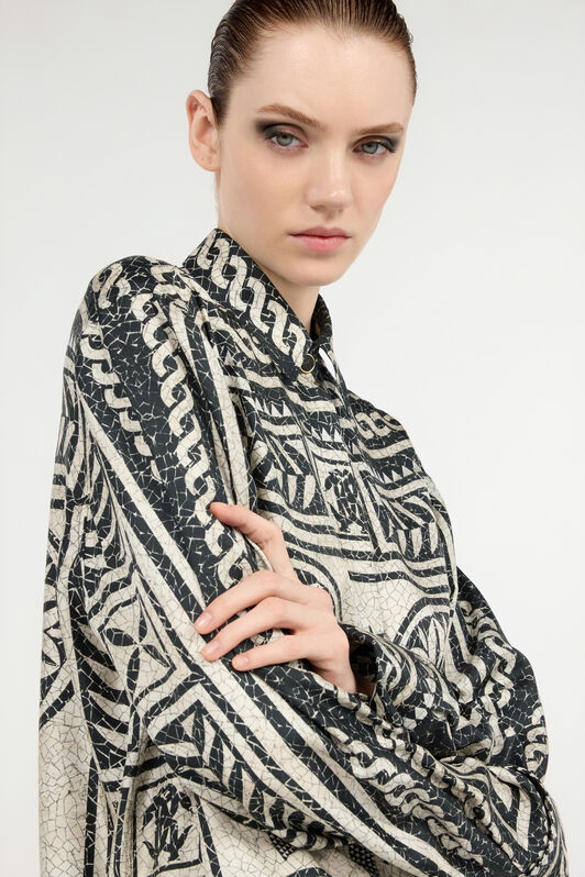 RC Silk Shirt with Mosaic Print Black/White VWT160-4QQ73