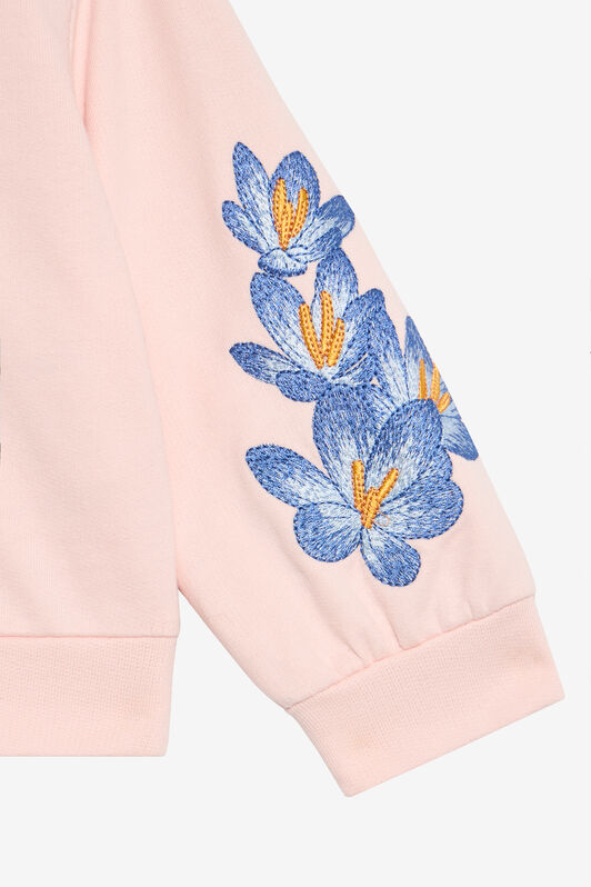 JU Baby Pink Sweatshirt with Embroidered Flowers BABY ROSE VJT662-CF050
