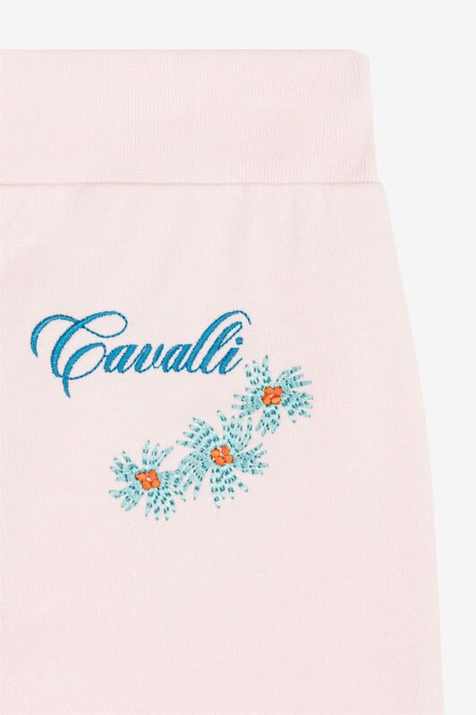 JU Flower-Embroidered Cotton Sweatpants Pink RJT240-CF050
