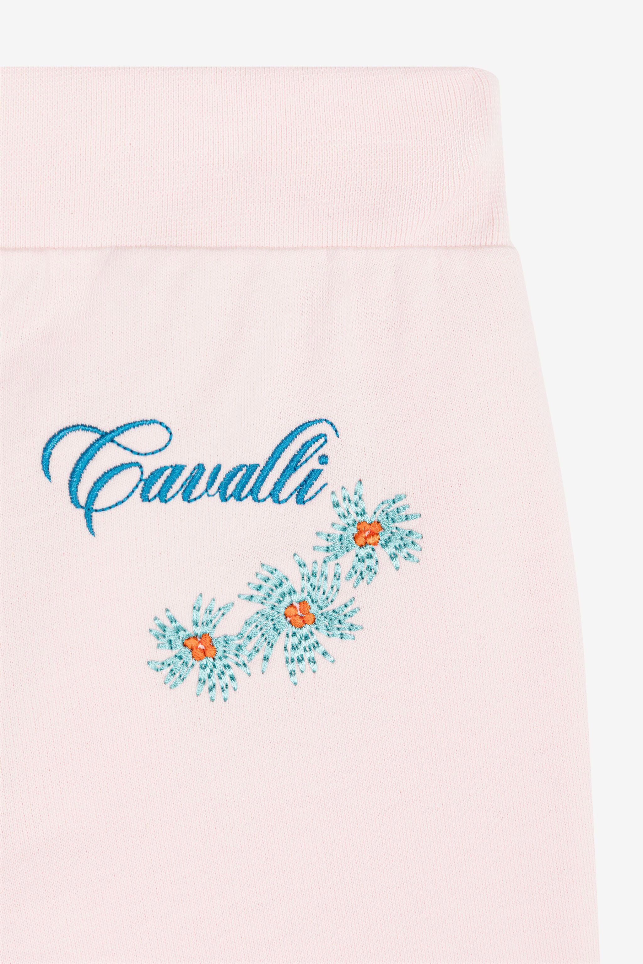 JU Flower-Embroidered Cotton Sweatpants Pink RJT240-CF050