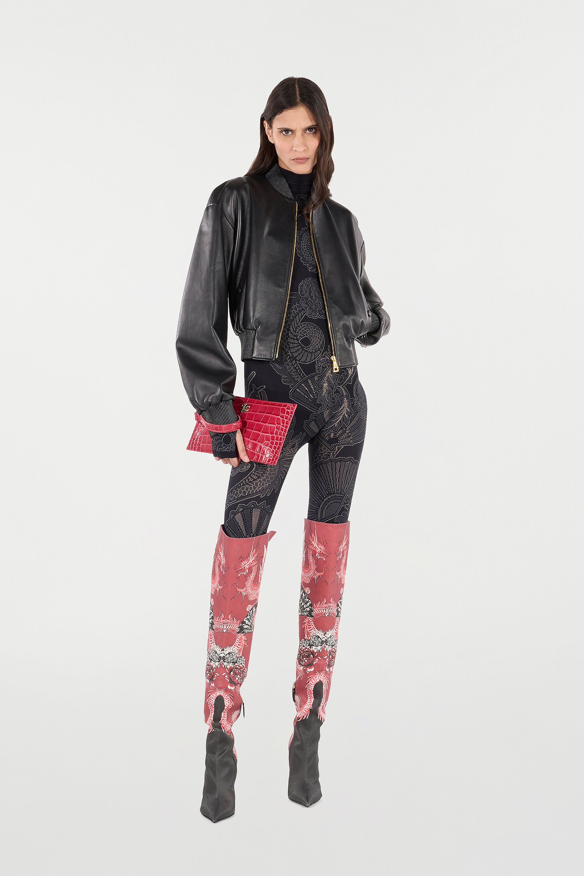 RC Jumpsuit with Openwork Pattern Noir VKT10B-MA001
