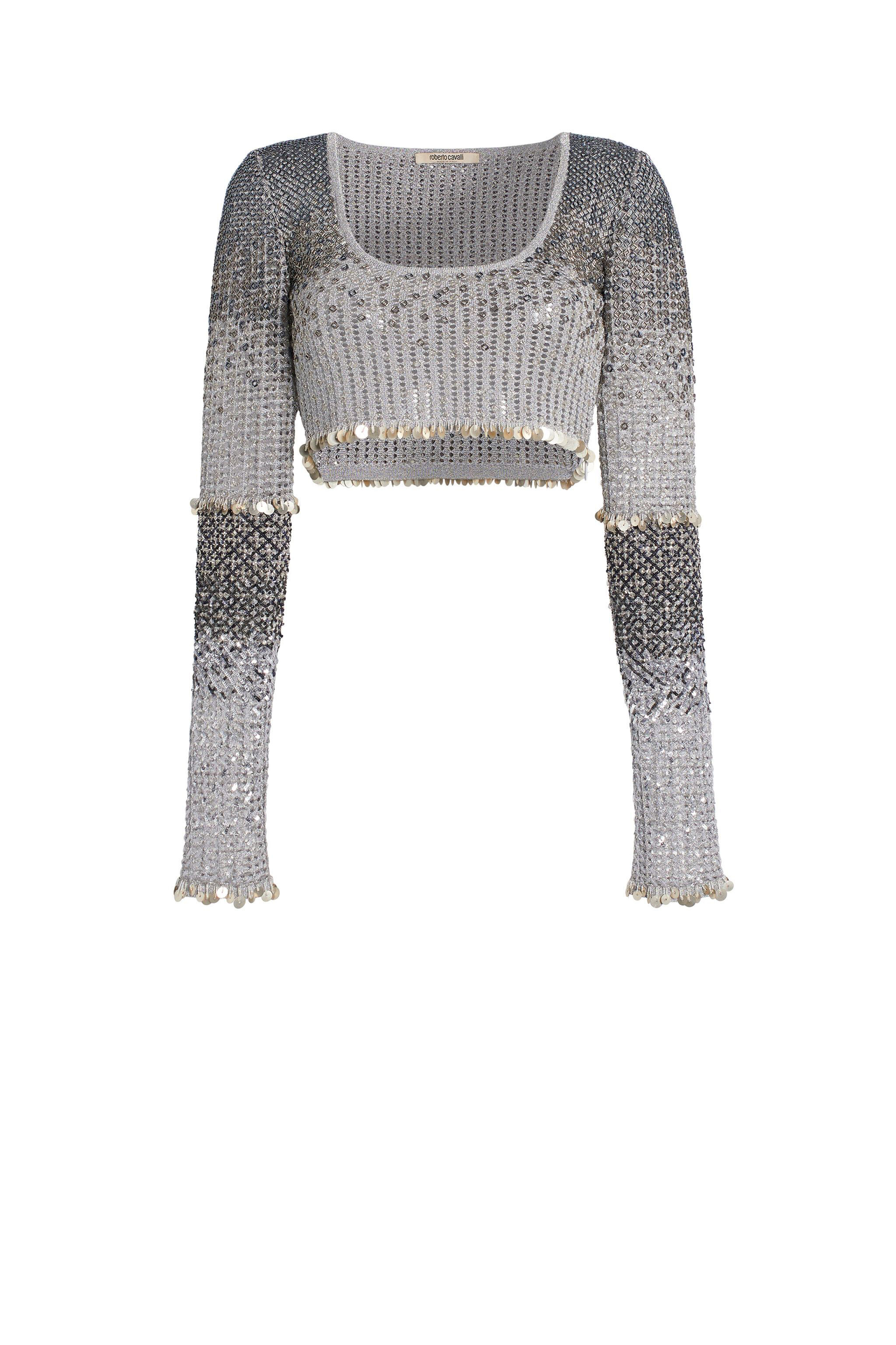 RC Paillettes embellished crop top Silver IWM650-MR001