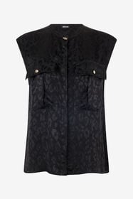 JC Sleeveless Top With Jaguar Skin Design Black UFT153-UF219