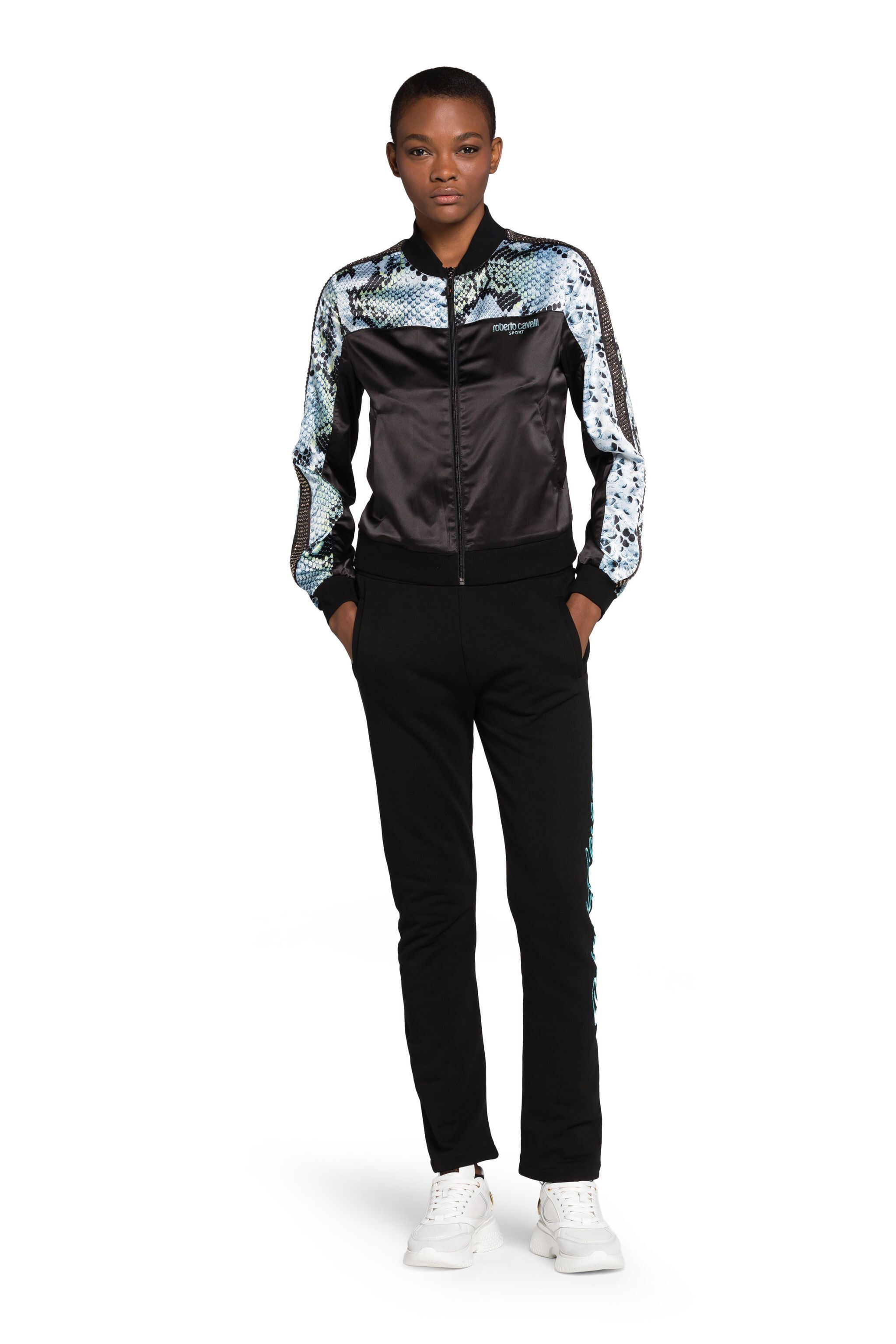 UG Crystal-Embellished Python-Print Track Jacket BLACK JYY01F-RD037