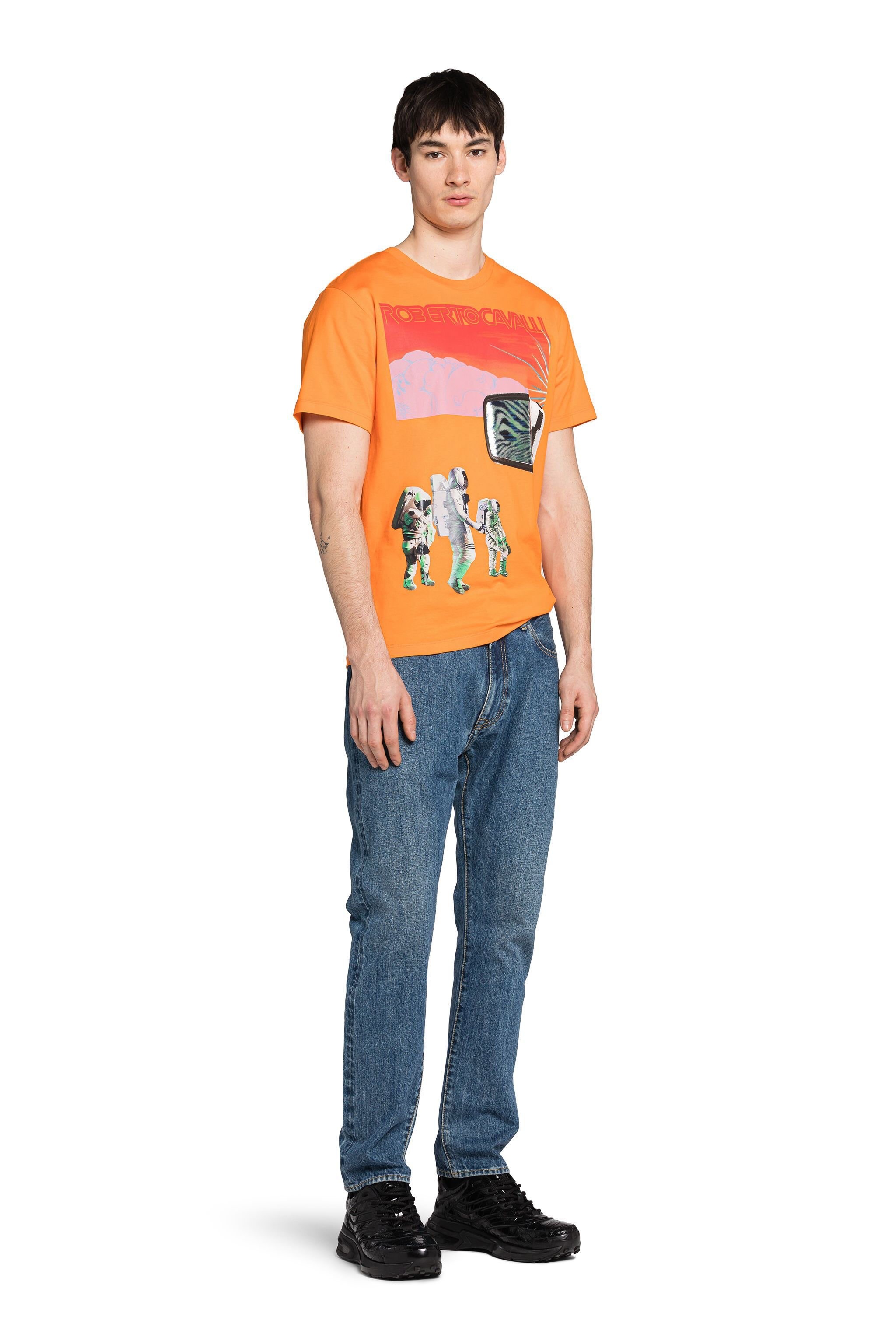 RC Logo And Graphic-Print T-Shirt TANGERINE KNT605-JD060