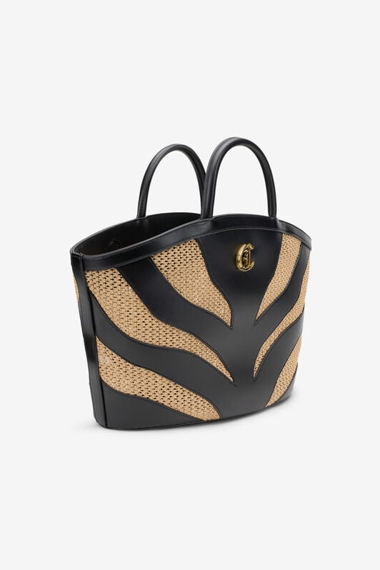 JC Schwarze Tote-Bag Mit Gewebtem Zebramotiv 717+899 UFB115-UF484