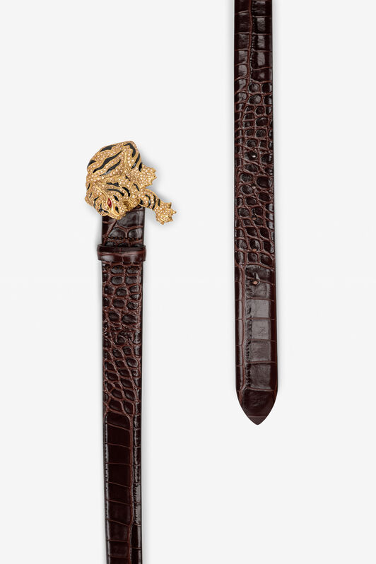 RC Cintura Roar Effetto Cocco Con Fibbia Tigre RC Cintura Roar Effetto Cocco Con Fibbia Tigre Marrone scuro TKC002-PZ975